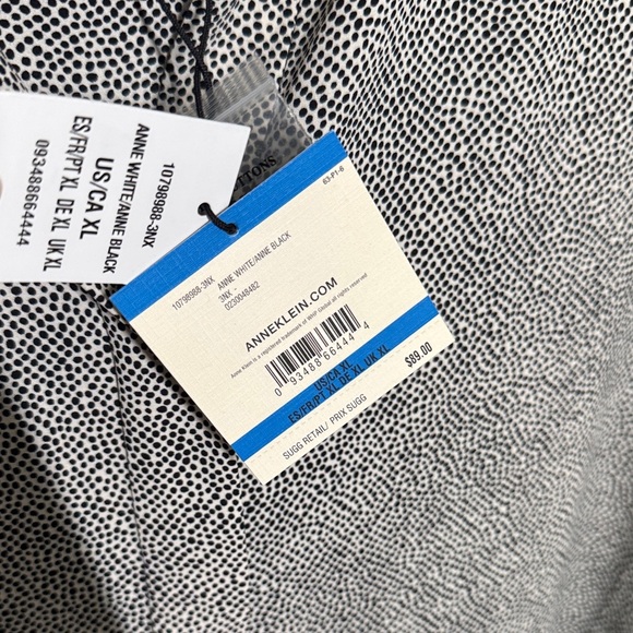 Anne Klein Black and White Dotted Blouse - Picture 5 of 6